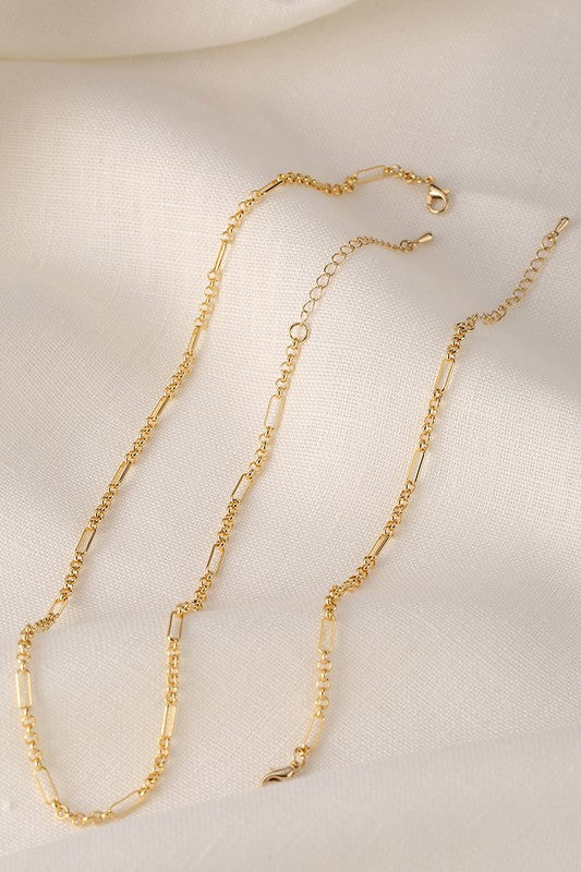 Clip chain bracelet and necklace set- gold Lilou