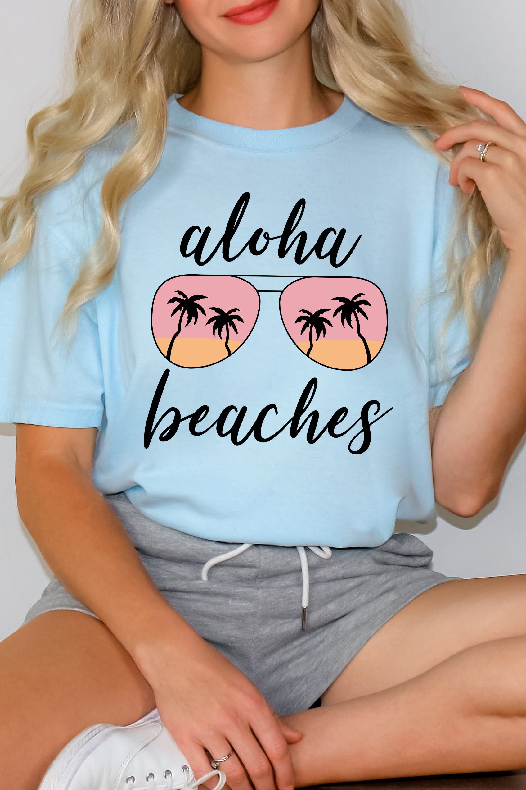 Aloha Beaches Sunglasses | Garment Dyed Short Sleeve Tee Olive and Ivory Retail