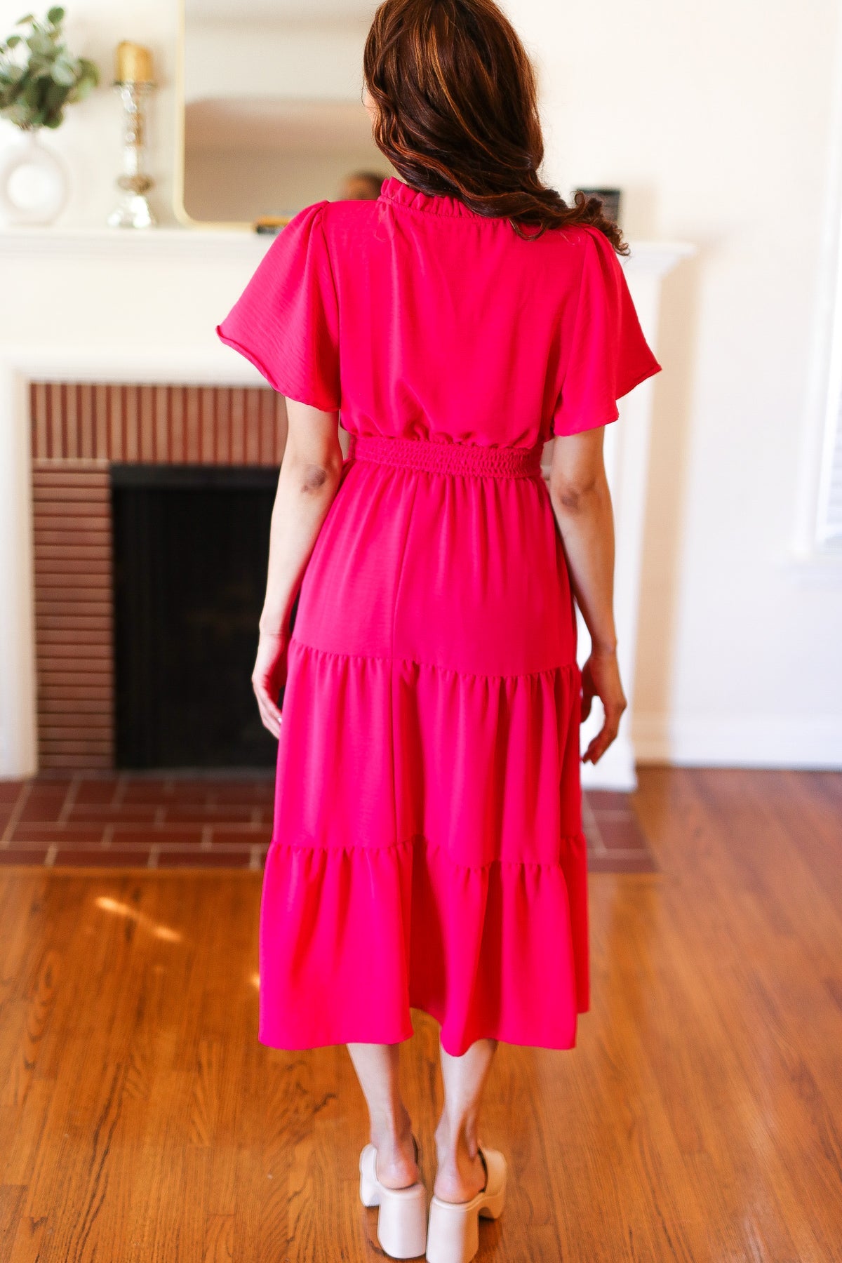Hello Beautiful Fuchsia Fit & Flare Smocked Waist Maxi Dress Haptics