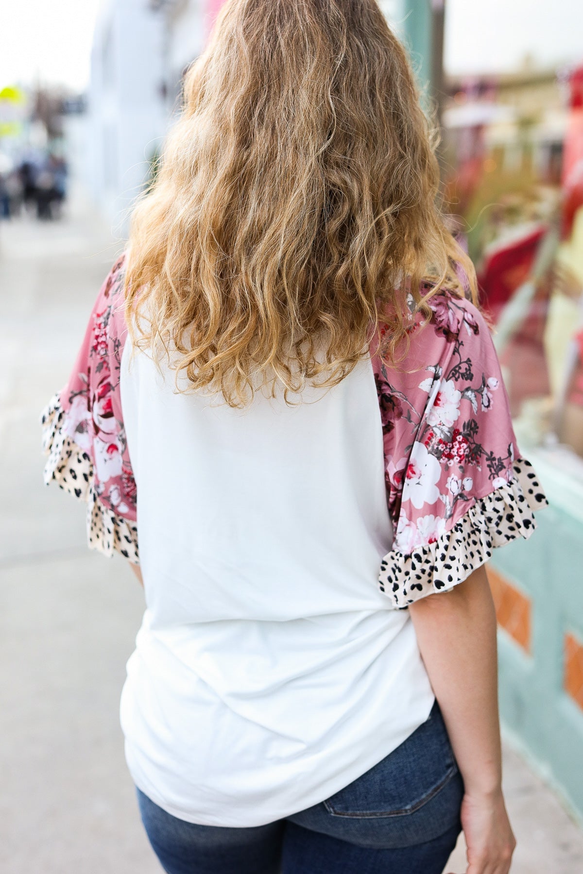 Seize The Day Cream Floral & Animal Print Ruffle Sleeve Top Beeson River