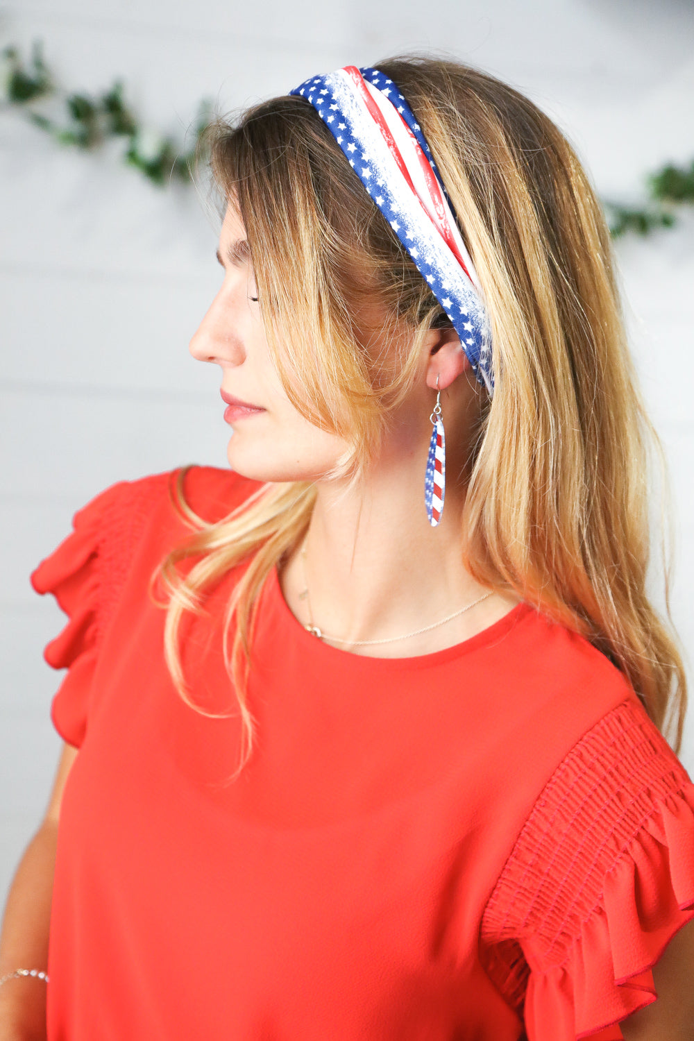 Red/White & Blue Knit Twist Headband STYLINE