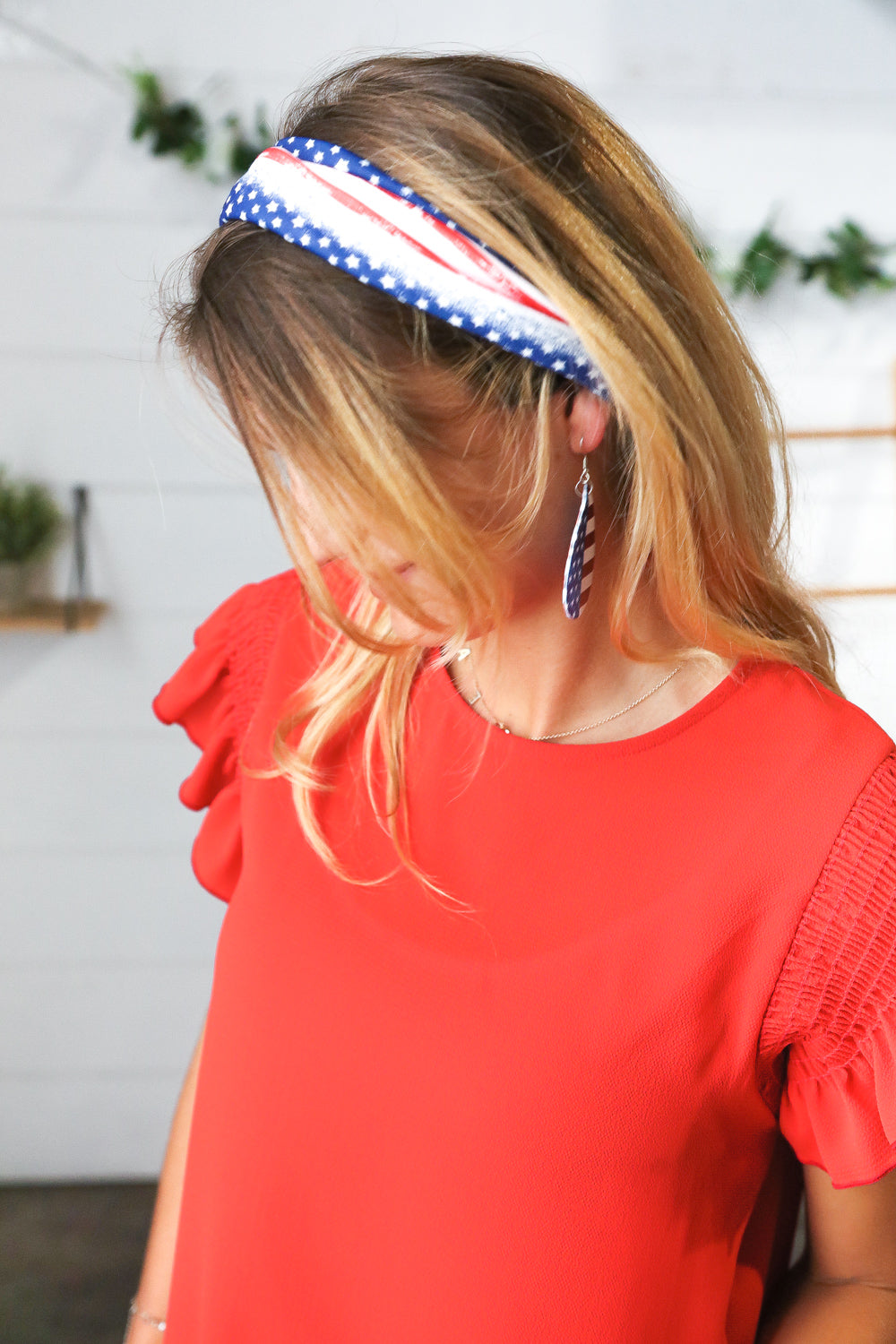 Red/White & Blue Knit Twist Headband STYLINE