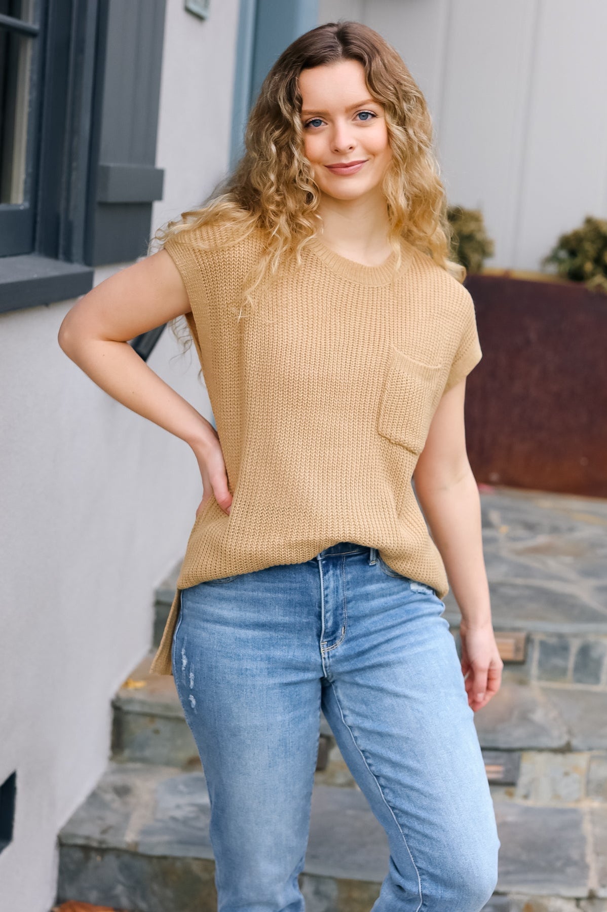 Best In Bold Taupe Dolman Ribbed Knit Sweater Top Haptics