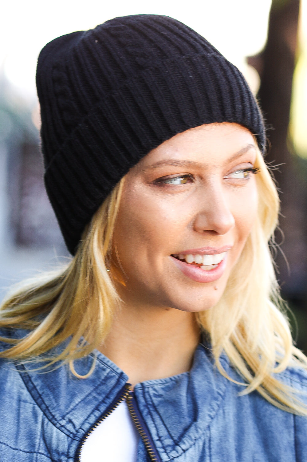 Black Cable Knit Beanie ICON