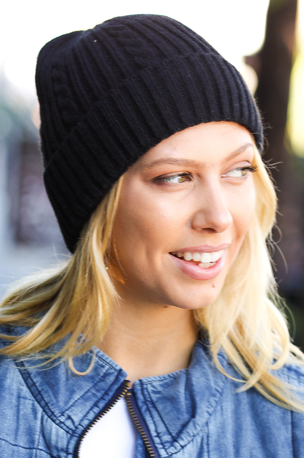 Black Cable Knit Beanie ICON