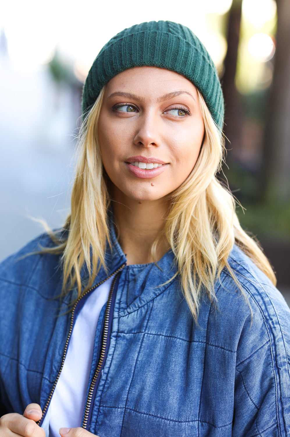 Let's Go Emerald Green Cable Knit Beanie ICON