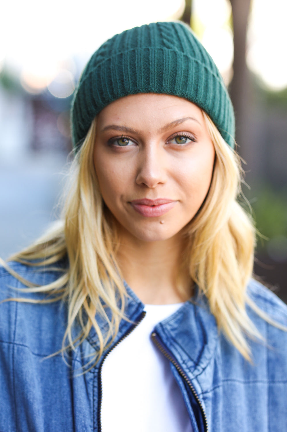 Let's Go Emerald Green Cable Knit Beanie ICON