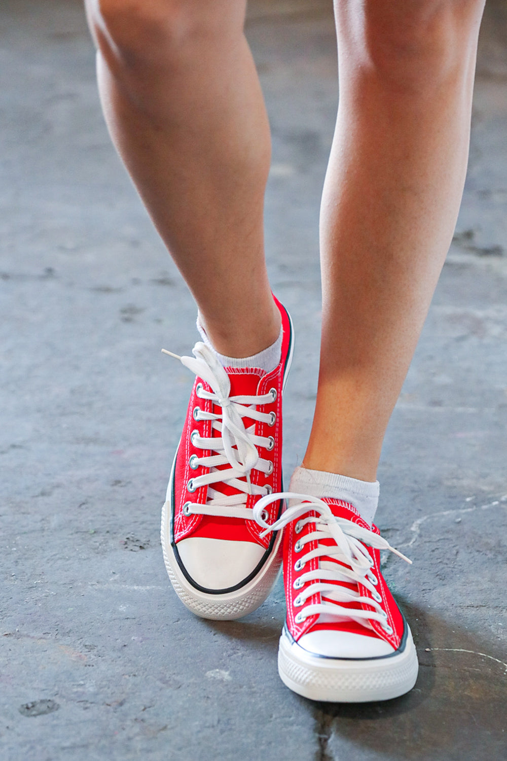 Red Canvas Lace Up Sneakers Since 1921