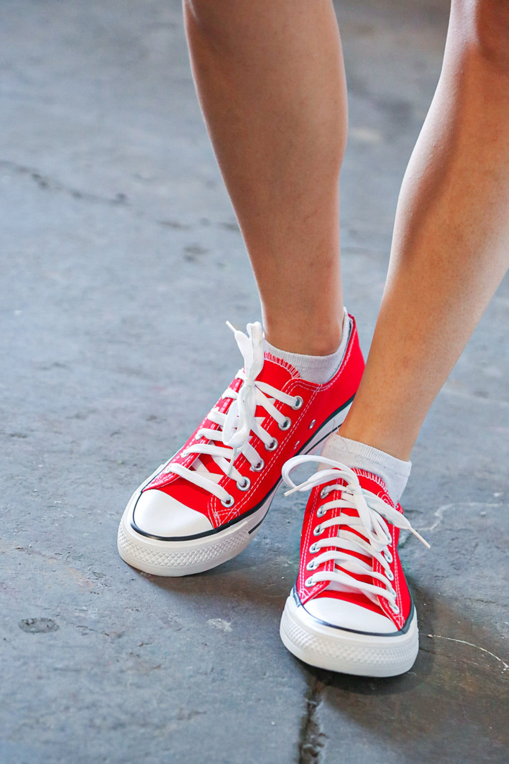 Red Canvas Lace Up Sneakers Since 1921