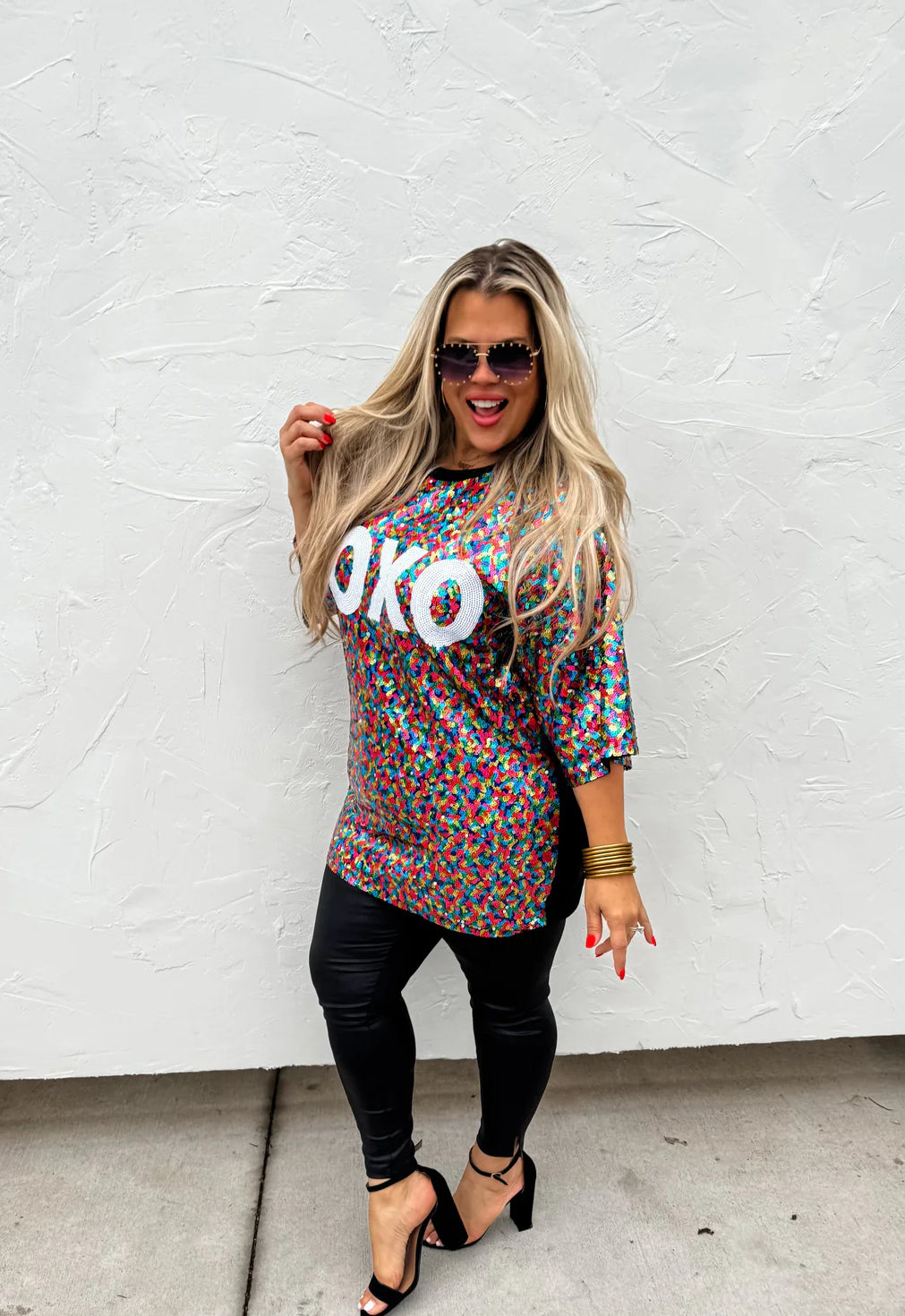 BLAKELY | XOXO Sequin Top Casual Chic Boutique