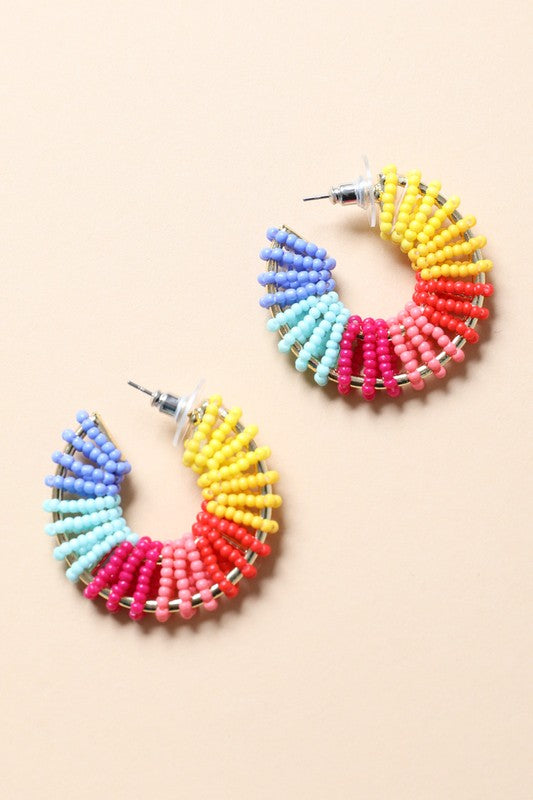 Beaded Rainbow Hoop Earrings Leto Accessories