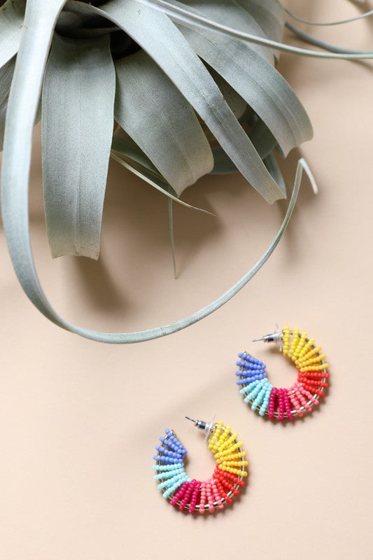 Beaded Rainbow Hoop Earrings Leto Accessories