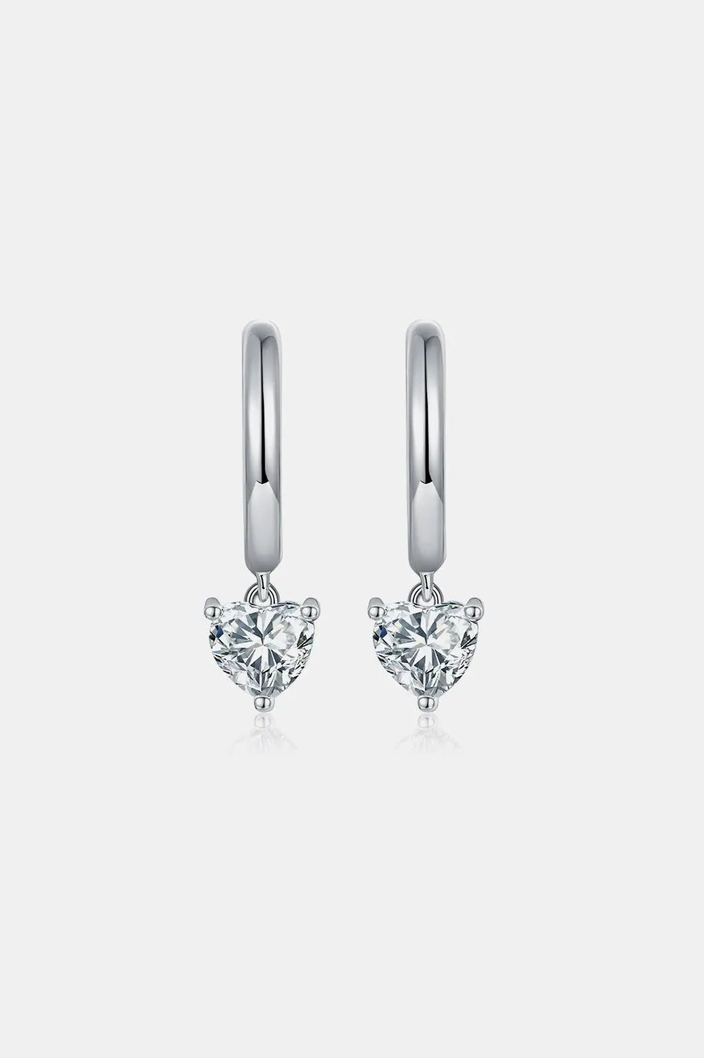 1 Carat Moissanite 925 Sterling Silver Heart Earrings Trendsi