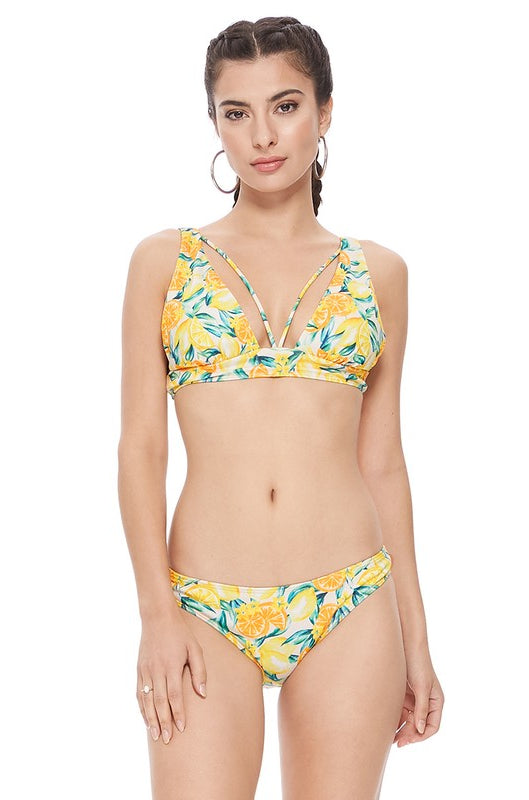 TEXTURED LEMON PRINT BIKINI SET Beach Joy Bikini
