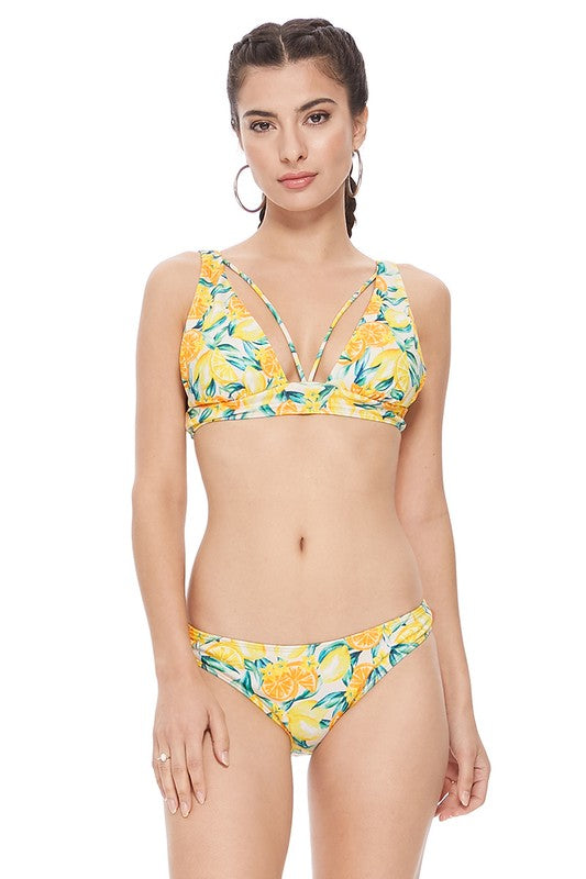 TEXTURED LEMON PRINT BIKINI SET Beach Joy Bikini