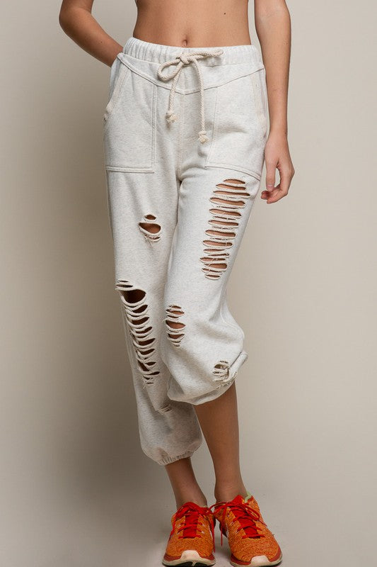 Distressed Ripped Jogger Pants POL