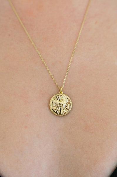 Chinese Zodiac Coin Necklace - Horse HONEYCAT Jewelry
