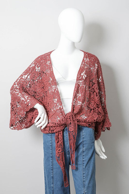 Crochet Floral Petal Kimono Wrap Leto Accessories