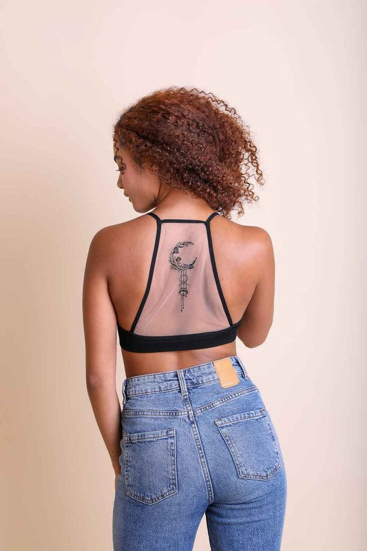 Crescent Moon Dream Catcher Tattoo Mesh Bralette Leto Accessories