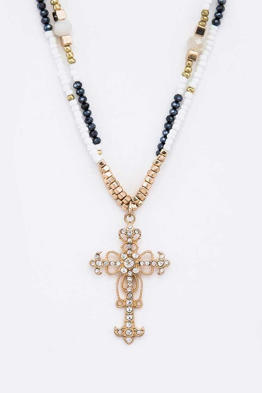 Crystal Cross Pendant Necklace Set LA Jewelry Plaza