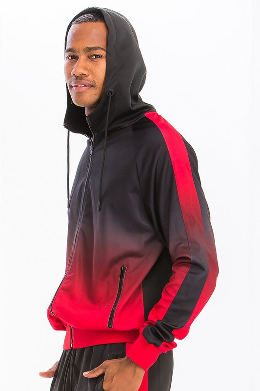 Black Red Full Zip Ombre Track Suit WEIV