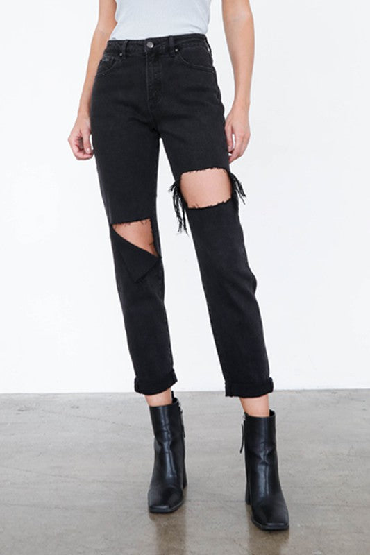 HIGH RISE DISTRESSED ANKLE JEANS Insane Gene