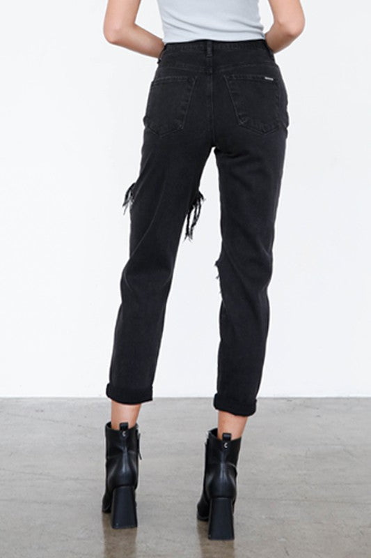 HIGH RISE DISTRESSED ANKLE JEANS Insane Gene