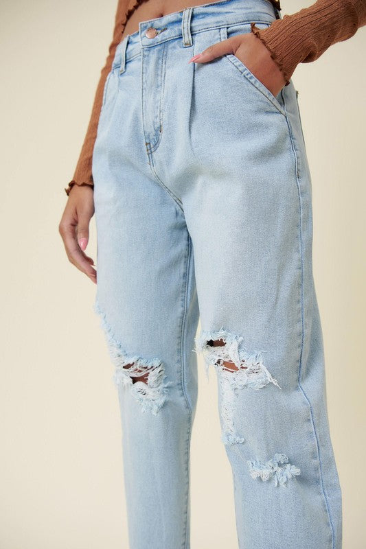 Distressed Slouchy Jeans Vibrant M.i.U