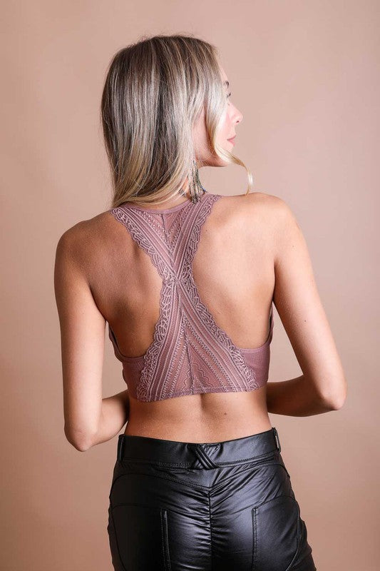 Seamless Front Lace Racerback Bralette Leto Accessories
