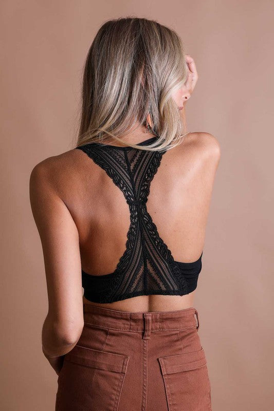 Seamless Front Lace Racerback Bralette Leto Accessories