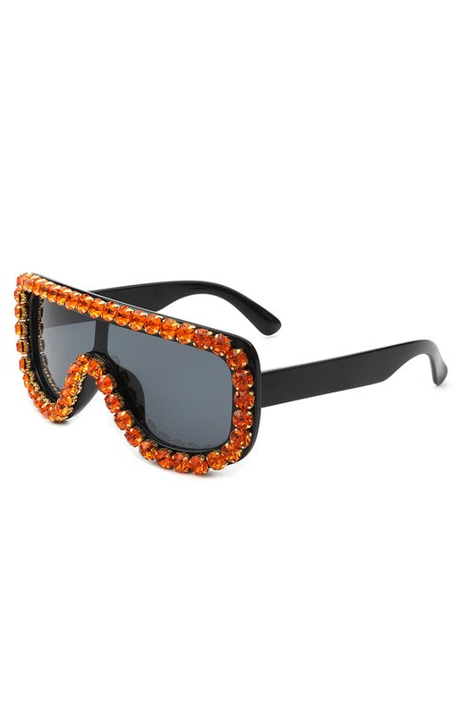 Women Oversize Rhinestone Aviator Sunglasses Cramilo Eyewear