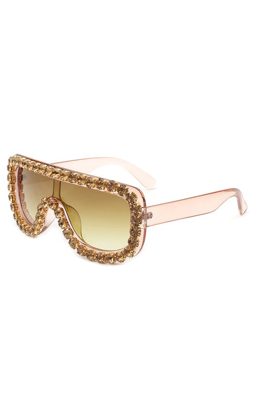 Women Oversize Rhinestone Aviator Sunglasses Cramilo Eyewear