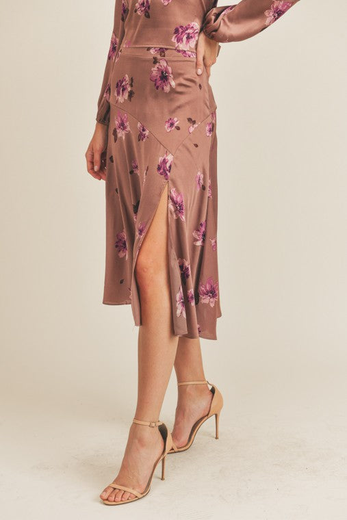 Side Slit Floral Print Skirt Lush Clothing