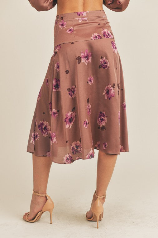 Side Slit Floral Print Skirt Lush Clothing