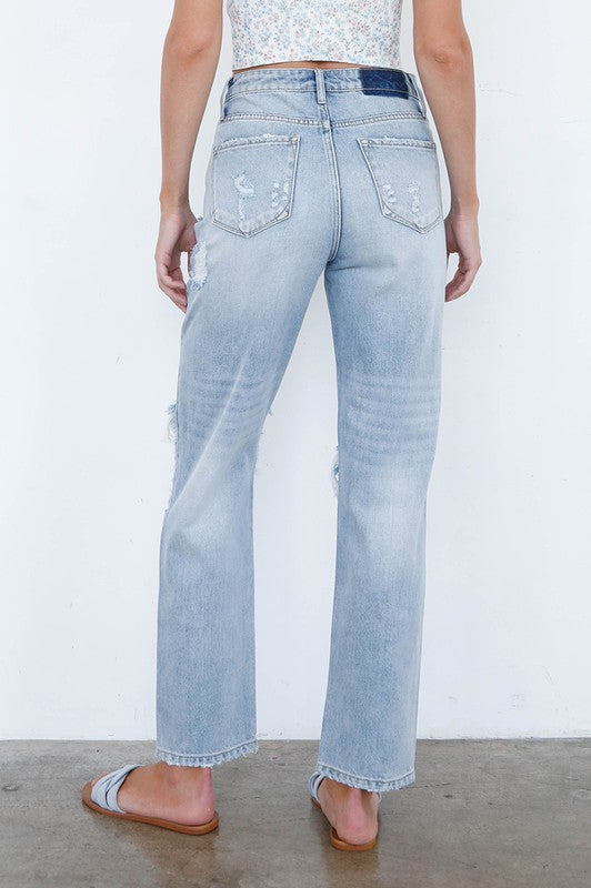High Waist Ripped Loose Fit Jeans Denim Lab USA