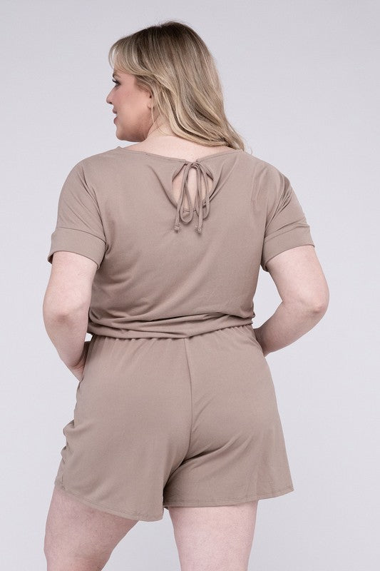 Plus Brushed DTY Romper with Pockets ZENANA