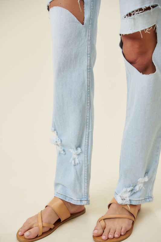 Distressed Wide Leg Jeans Vibrant M.i.U