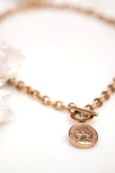 Coin Accent Chain Necklace Aili's Corner