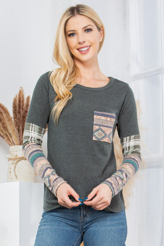 Front Pocket Textured Sweater Knit Orange Farm Clothing
