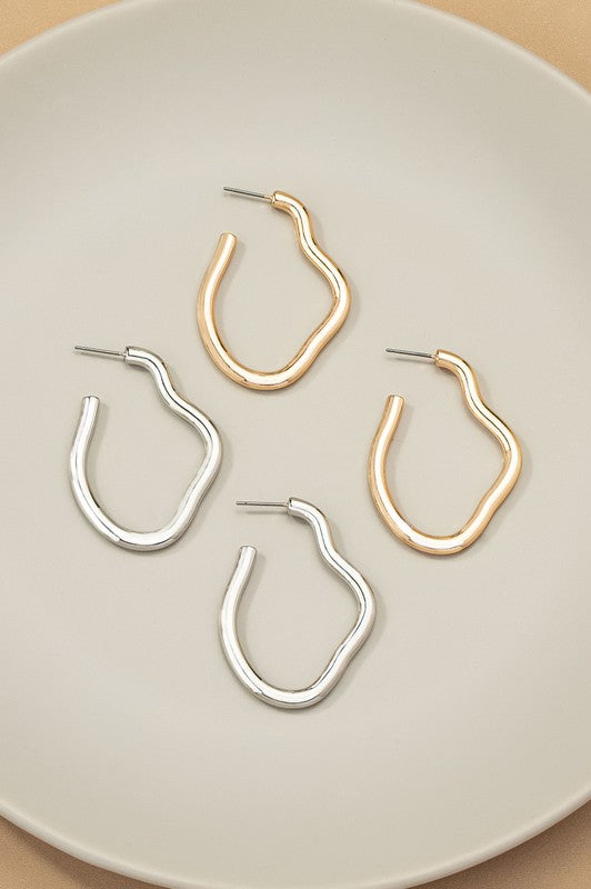 Irregular shape metal hoop earrings LA3accessories