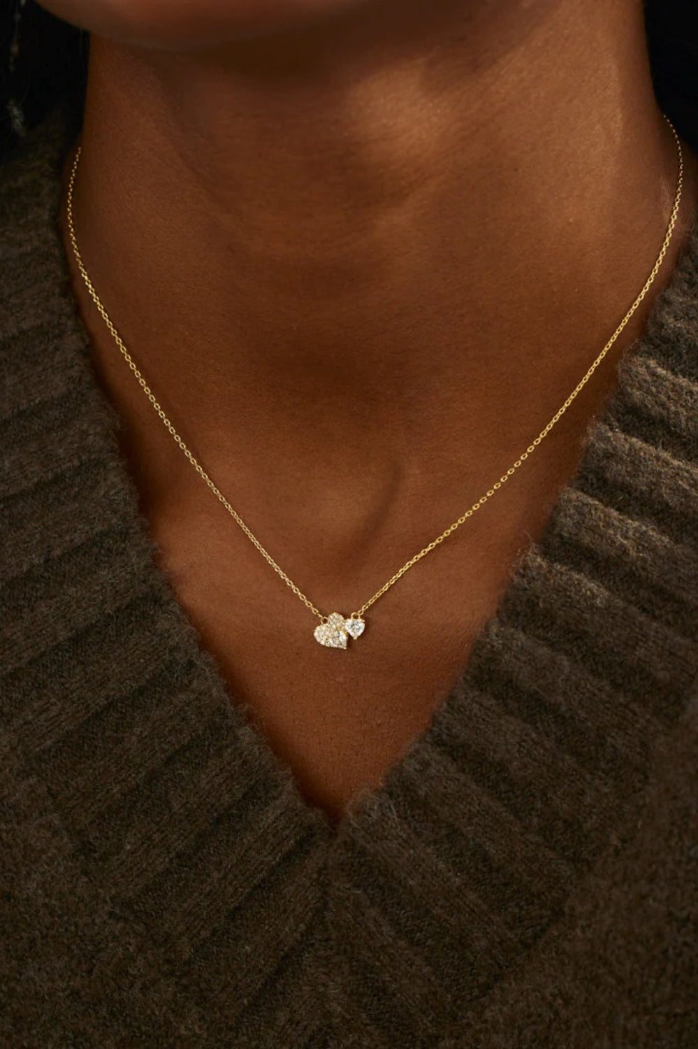 18K Gold-Plated 925 Sterling Silver Zircon Heart Necklace Trendsi