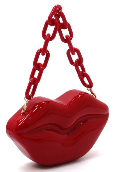 Acrylic Hard Case Lips Clutch Crossbody Bag Fashion World