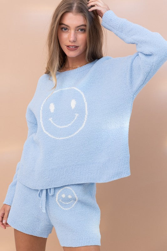 Cozy Soft Top with Shorts Set Blue B