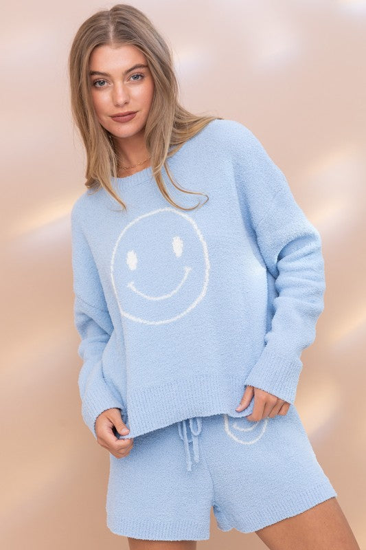 Cozy Soft Top with Shorts Set Blue B