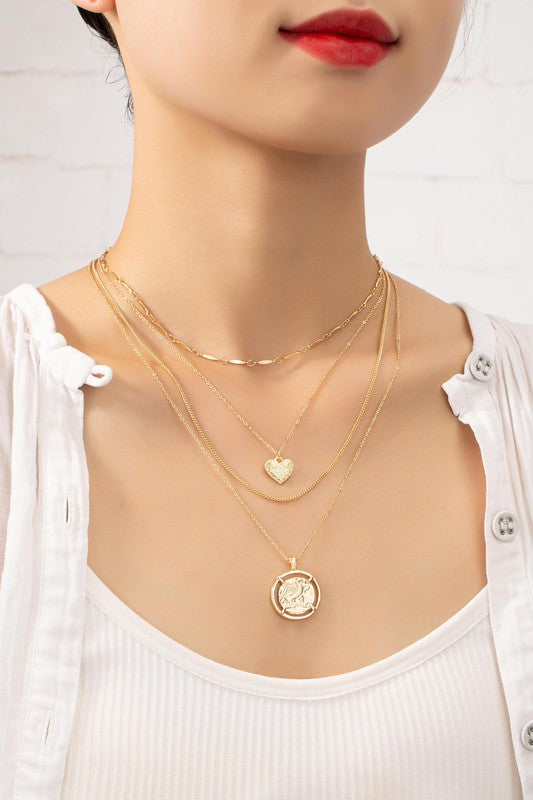 4 row delicate chain choker with heart and coin LA3accessories