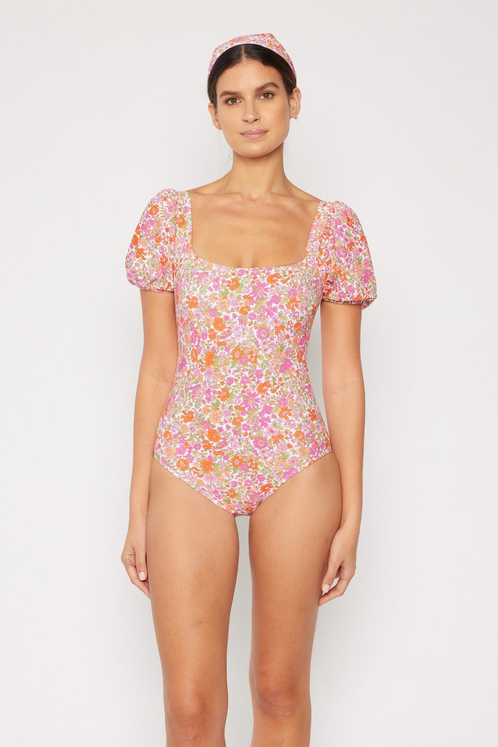 Marina West Swim Floral Puff Sleeve One-Piece Trendsi