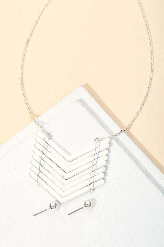 Chevron Necklace & Earrings Set Accessories Boutique Simplified