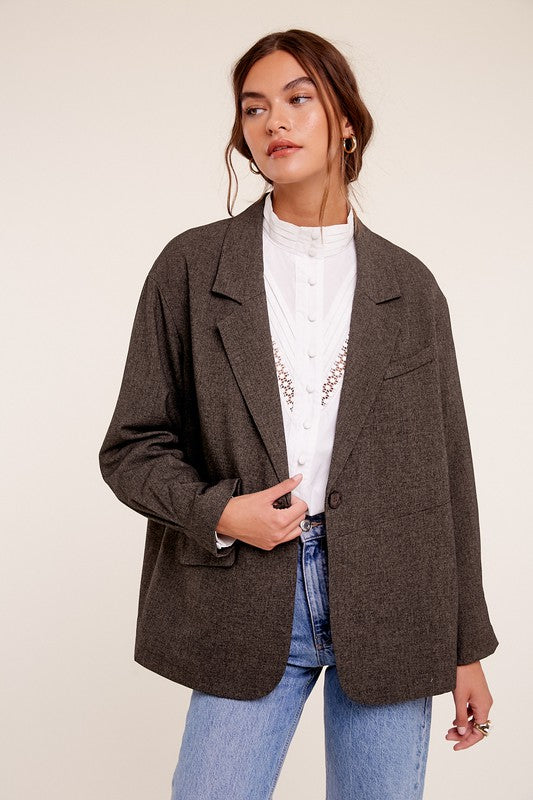 Oversized Solid Blazer Listicle