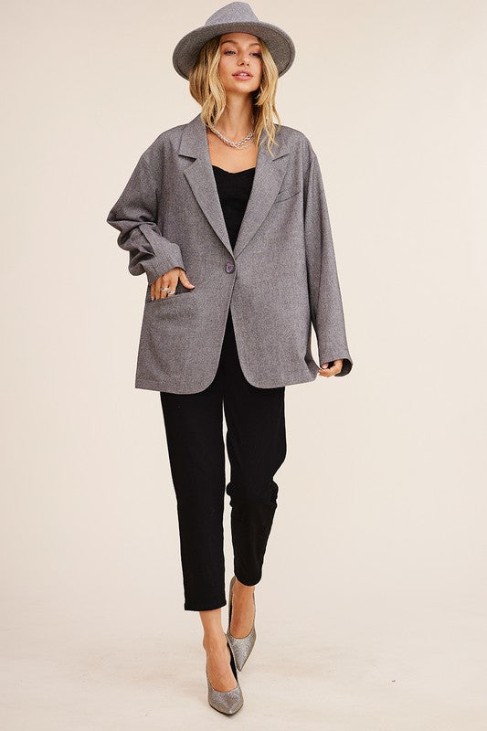 Oversized Solid Blazer Listicle