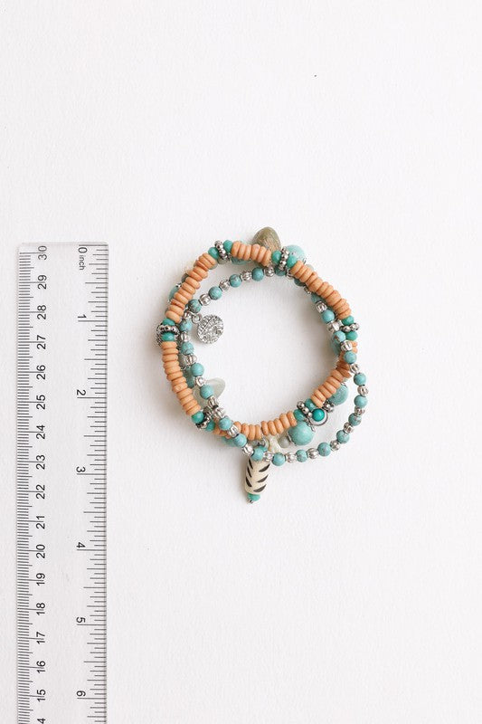 Turquoise Mixed Bead Stackable Bracelet Leto Accessories